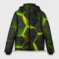 Куртка зимняя мужская Разлом неоновых плит, цвет: 3D-черный