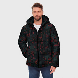 Куртка зимняя мужская Квадратные пазлы, цвет: 3D-красный — фото 2