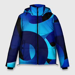 Куртка зимняя мужская Синие линии в виде узоров, цвет: 3D-черный