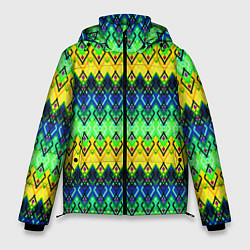 Мужская зимняя куртка Разноцветный желто-синий геометрический орнамент