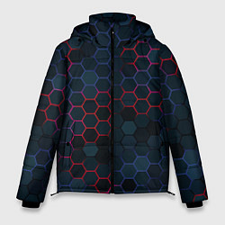 Куртка зимняя мужская Соты с красным и синим, цвет: 3D-красный