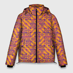 Куртка зимняя мужская Фиолетовый векторный узор, цвет: 3D-черный