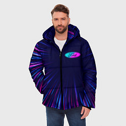 Куртка зимняя мужская Ford neon speed lines, цвет: 3D-черный — фото 2