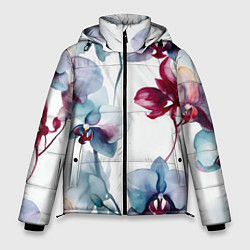 Мужская зимняя куртка Голубая орхидея акварель - паттерн