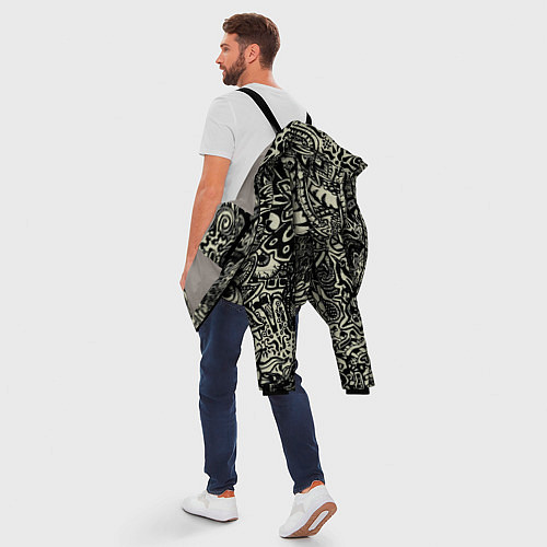 Мужская зимняя куртка Татуировочный орнамент / 3D-Светло-серый – фото 5