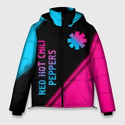 Куртка зимняя мужская Red Hot Chili Peppers - neon gradient: надпись, си, цвет: 3D-черный
