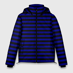 Куртка зимняя мужская Черно-синие полосы, цвет: 3D-черный