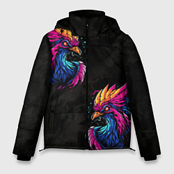 Куртка зимняя мужская Киберпанк Птица, цвет: 3D-черный