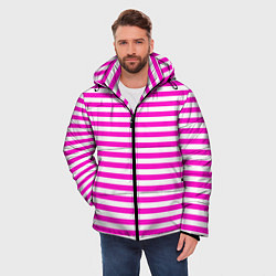 Куртка зимняя мужская Ярко-розовые полосы, цвет: 3D-красный — фото 2
