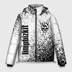 Куртка зимняя мужская Limp Bizkit и рок символ на светлом фоне, цвет: 3D-черный