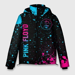 Куртка зимняя мужская Pink Floyd - neon gradient: надпись, символ, цвет: 3D-черный