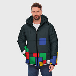 Куртка зимняя мужская Падающий блок тетрис, цвет: 3D-красный — фото 2