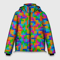 Куртка зимняя мужская Крупные блоки Тетрис, цвет: 3D-красный