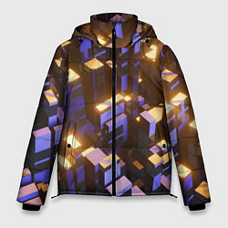 Мужская зимняя куртка Фиолетовые и светящиеся кубы
