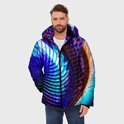 Куртка зимняя мужская Неоновый водоворот, цвет: 3D-светло-серый — фото 2