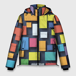 Куртка зимняя мужская Тетрис цветные кубики, цвет: 3D-красный