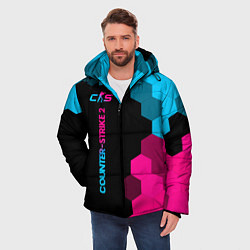Куртка зимняя мужская Counter-Strike 2 - neon gradient: по-вертикали, цвет: 3D-черный — фото 2