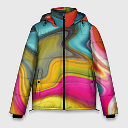 Куртка зимняя мужская Волны цвета, цвет: 3D-черный