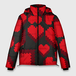Куртка зимняя мужская Pixel hearts, цвет: 3D-красный