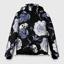 Куртка зимняя мужская Черепа с розами, цвет: 3D-черный