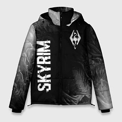Куртка зимняя мужская Skyrim glitch на темном фоне: надпись, символ, цвет: 3D-черный