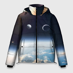 Куртка зимняя мужская Космос и планета Сатурн, цвет: 3D-черный