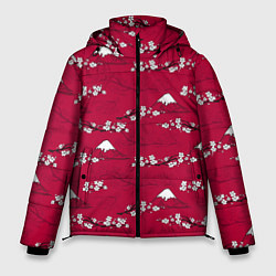 Мужская зимняя куртка Японский паттерн - цветение сакуры