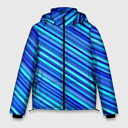 Куртка зимняя мужская Сине голубые узорчатые полосы, цвет: 3D-светло-серый