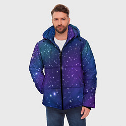 Куртка зимняя мужская Фиолетовая розовая звездная туманность в космосе, цвет: 3D-светло-серый — фото 2