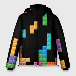 Куртка зимняя мужская Тетрис падающие блоки, цвет: 3D-светло-серый