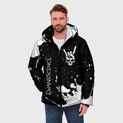 Куртка зимняя мужская Evanescence и рок символ на темном фоне, цвет: 3D-черный — фото 2
