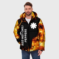Куртка зимняя мужская Red Hot Chili Peppers и пылающий огонь, цвет: 3D-черный — фото 2