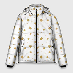 Куртка зимняя мужская Бежевые звездочки на белом фоне, цвет: 3D-светло-серый