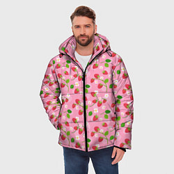 Куртка зимняя мужская Паттерн земляника и цветы, цвет: 3D-светло-серый — фото 2