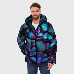 Куртка зимняя мужская Неоновые камни, цвет: 3D-светло-серый — фото 2