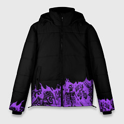 Куртка зимняя мужская Скелеты в неоновом огне, цвет: 3D-черный