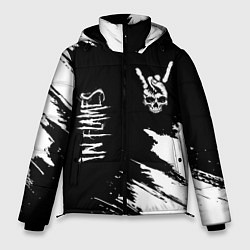 Куртка зимняя мужская In Flames и рок символ на темном фоне, цвет: 3D-черный