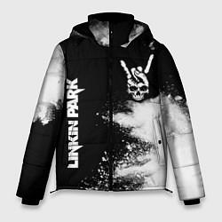 Куртка зимняя мужская Linkin Park и рок символ на темном фоне, цвет: 3D-черный