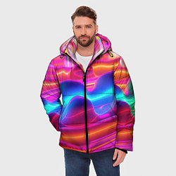 Куртка зимняя мужская Неоновые объемные волны, цвет: 3D-красный — фото 2
