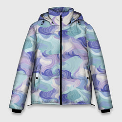 Куртка зимняя мужская Абстрактные волны разноцветные, цвет: 3D-светло-серый