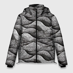 Куртка зимняя мужская Черные и белые волны, цвет: 3D-черный