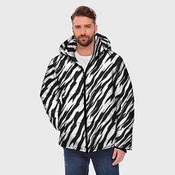Куртка зимняя мужская Полосатая шкура зебры, цвет: 3D-светло-серый — фото 2