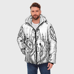 Куртка зимняя мужская ЧБ Киберпанк-Модерн, цвет: 3D-светло-серый — фото 2