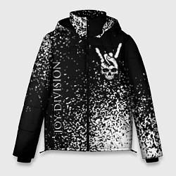 Куртка зимняя мужская Joy Division и рок символ на темном фоне, цвет: 3D-черный
