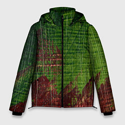 Мужская зимняя куртка Зелёная и бордовая текстура