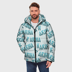 Куртка зимняя мужская Арина - текст паттерн, цвет: 3D-светло-серый — фото 2