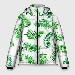Куртка зимняя мужская Лесной папоротник нарисованный акварелью, цвет: 3D-черный