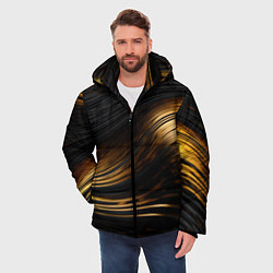 Куртка зимняя мужская Black gold waves, цвет: 3D-светло-серый — фото 2