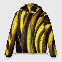 Куртка зимняя мужская Черные и золотые линии, цвет: 3D-светло-серый
