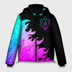 Куртка зимняя мужская In Flames неоновый огонь, цвет: 3D-черный